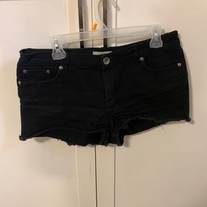 Black denim shorts